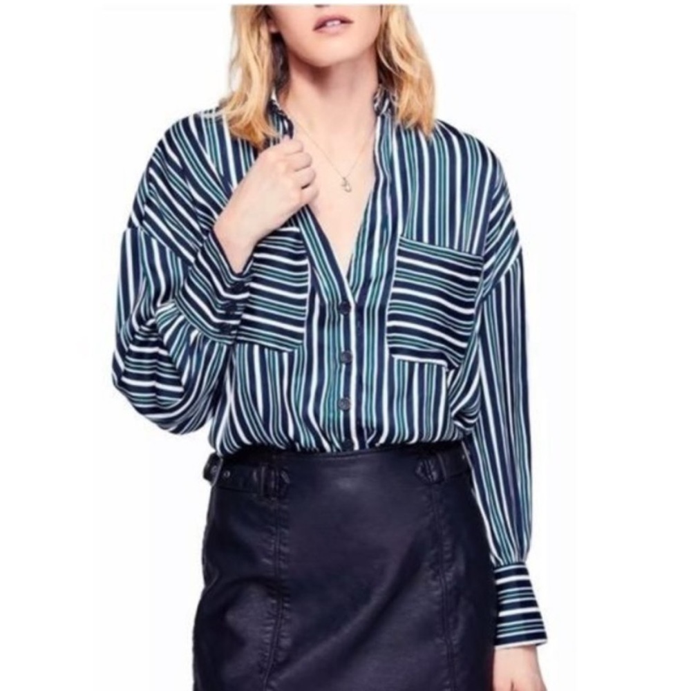 FREE PEOPLE Mad About You Button Down Top Small